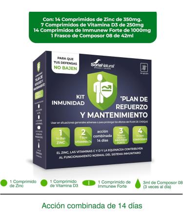 Soria Natural ImmunoForte Kit vitamin C + vitamin D + zinc + echinacea + propolis strengthens the immune system supports recovery set of 35 tablets and natural extracts 42 ml - Buy Online on GoSupps.com