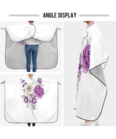 Shop Waterproof Barber Cape | 55x65 Hair Cutting Cape with Adjustable Buckle & Beard Catcher - Purple Flower Design - Buy Online on GoSupps.com