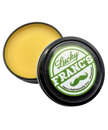 Lucky Franc's Unscented Mustache Wax - Classic Strong Hold Mustache Wax for Men - All Natural and Scent Free Formula with Beeswax and Coconut Oil - USA Made Mustache Styling Wax - 2 Ounces
