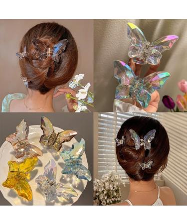 hgnxa Transparent Butterfly Shape Hair Claw Side Braids Woman Skincare Makeup Washing Face Hair Clip Wedding Party Hair Claw Ice transparent - Buy Online on GoSupps.com