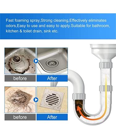 Herios Drain Foam Cleaner Liquid Hair Drain Clog Remover & Cleaner Pipe Dredge Deodorant Foam Cleaner Quick Foaming Toilet Cleaner for Kitchen Sink Toilets Sinks and Tubs (2 Pcs) - Buy Online on GoSupps.com
