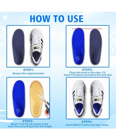 Kids Flat Feet Arch Support Insoles - Orthotic Inserts for Flat Feet & Plantar Fasciitis - Heel Pain Relief for Little Kids (Blue 2.5-3.5 M - Buy Online on GoSupps.com