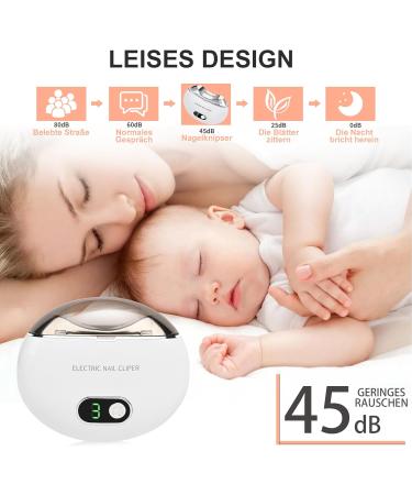 Automatic Electric Nail Clipper with 3-Speeds Levels and Nail Clip Storage LCD Digital Display USB Rechargeable Safety Electric Nail Trimmer Suitable for Babies Children White - Buy Online on GoSupps.com