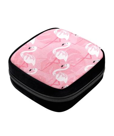 GIAPB Period Bag Sanitary Napkin Storage Bag Pad Holder for Period Makeup Pouch Cartoon Seamless Flamingo Color2518