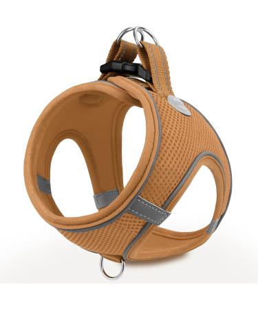 Joyal dog harness reflective soft padded dog dishes air-mesh breathable chest harness for cat puppies dogs XXXS Khaki XXXS breast: 27-31cm Khaki