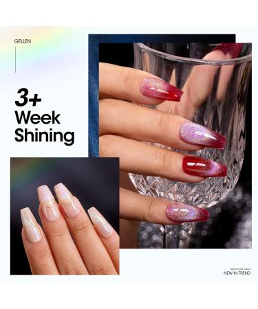 Gellen Cat Eye Gel Nail Polish - 18ml Rainbow Glitter UV Gel for Stunning Magnetic Nail Art | Reflective Holographic Effects - Buy Online on GoSupps.com