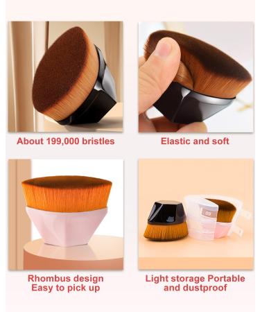 2 Pack Flat Top Kabuki Makeup Brush Set for Blending Liquid, Cream, and Powder - With Protective Case - Buy Online on GoSupps.com