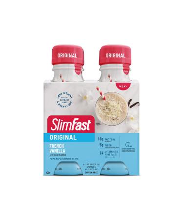 SlimFast Meal Replacement Shake  Original French Vanilla  10g of Ready to Drink Protein for Weight Loss  11 Fl. Oz Bottle  4 Count (Packaging May Vary) French Vanilla 4 Count (Pack of 1)