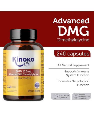 DMG Advanced 125 mg 240 Pure Dimethylglycine Capsules - With Folic Acid & B12 for Improved DMG Absorption Gluten Free Non-GMO Vegan. Memory Stress Concentration - Buy Online on GoSupps.com