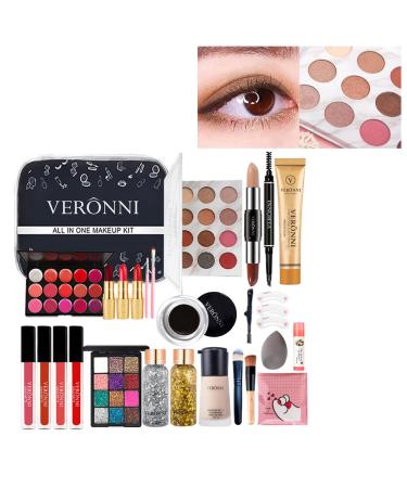 Eteslot 28-part make-up-all-in-kit professional make-up starter sets indispensable for cosmetic beginners eyeshadow palette lip gloss concealer lipstick eyebrow pencil gifts