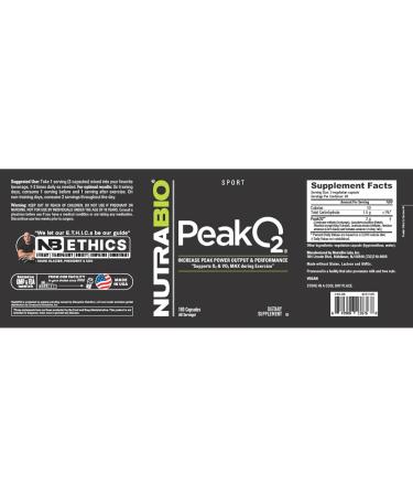 NutraBio PeakO2 Workout Supplement 180 Capsules - Mushroom Blend Supplement to Help Enhance Athletic Performance and Overall Health 60 Servings - Buy Online on GoSupps.com