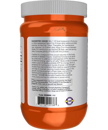 NOW Sports Micronized Creatine Powder 500g - Mass Building & Energy Production - 1.1lb - Buy Online on GoSupps.com