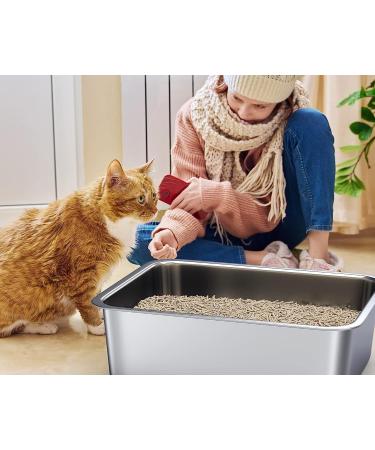 ZuHucpts Stainless Steel Cat Litter Box Extra Large Metal Litter Pan for Cats/Rabbits (Silver X-Large(24" Lx16 Wx8 H)) X-Large(24"Lx16"Wx8"H) Silver - Buy Online on GoSupps.com