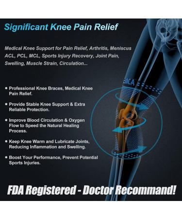 NEENCA Knee Brace Compression Sleeve Support with Gel Pads & Stabilizers - 3XL Blue - Buy Online on GoSupps.com