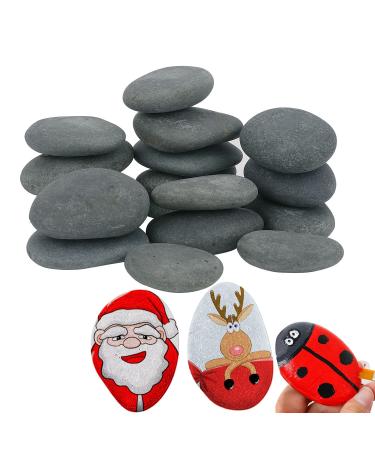 Lulonpon 16 Pieces Painting Rocks Rocks for Painting River Rocks Bulk 2-3 inch Rocks Kindness Rocks Natural Smooth Surface Arts and Crafting Painting Supplies for Kid Painters 4.0 Pounds Blue-gray