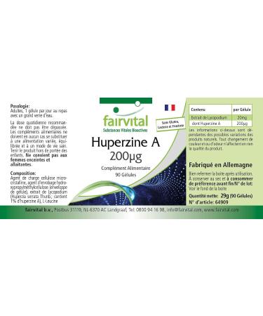 Fairvital | Huperzine A 200mcg - Lycopod Extract - 90 Capsules - Pure Substance - Buy Online on GoSupps.com