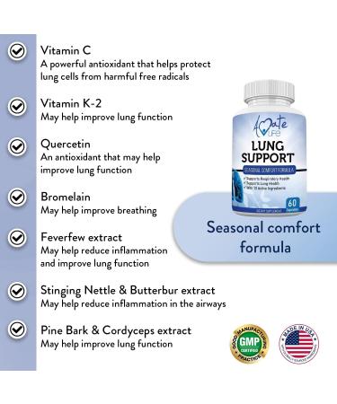 Amate Life Lung Support Supplement - 10 Active Ingredients for Lung Health - 60 Capsules - Buy Online on GoSupps.com