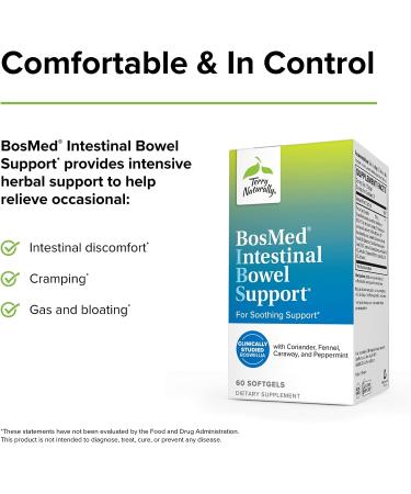 Terry Naturally BosMed Intestinal Bowel Support - 400mg Boswellia Complex for Gas & Bloating - 60 Softgels - Buy Online on GoSupps.com