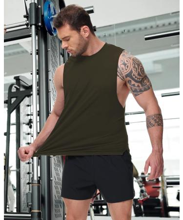 HMIYA Men's Tank Top 2 Pack - Fitness Muscle Gym Workout Stringer Shirt (Black/Army Green) - International Shipping Available - Buy Online on GoSupps.com