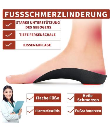 3/4 Plantar Fasciitis Orthopedic Shoe Inserts for Flat Feet & Heel Spur - Pain Relief Insoles for Men & Women - Red XL (EU46-49) - Buy Online on GoSupps.com