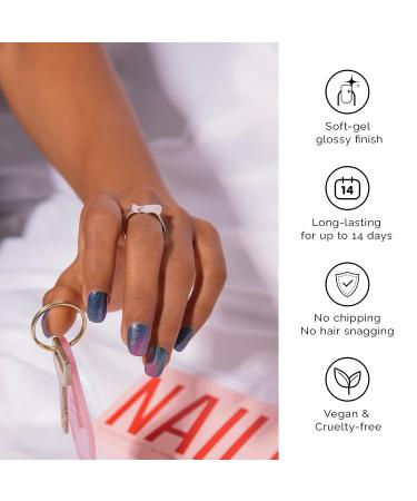 NAILOG Semi Cured Gel Nail Strips - Salon-Quality Nail Sticker Kit with UV Lamp - 20pcs Long Lasting Nail Polish Strips - Aurora - Buy Online on GoSupps.com
