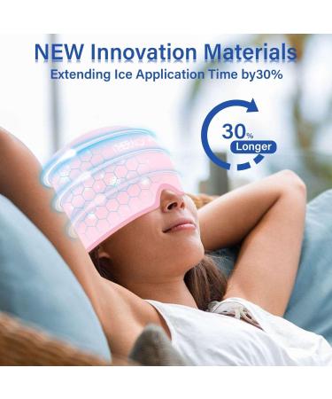 iTherau Migraine Mask - Adjustable 360 Headache Relief Cap with Cold Warm Compress | Pink & Black Gel Pads for Swollen Eyes & Sinus Relief - Buy Online on GoSupps.com