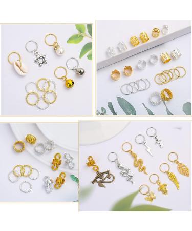 Qinzave Hair Jewelry for Braids & Locs - 294pcs Aluminum Gold Silver Accessories for Dreadlocks | Decorative Charms & Pendants for Hair Braiding - Buy Online on GoSupps.com