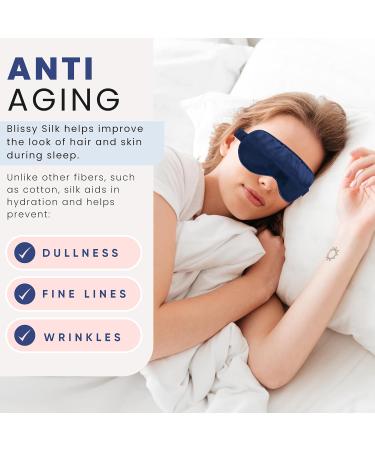Blissy Silk Sleep Mask - 100% Pure Mulberry Silk Eye Cover for Total Blackout | Luxurious Sleep Mask for Women & Men | 22 Momme | Ideal for Side Sleepers (Blue - Buy Online on GoSupps.com