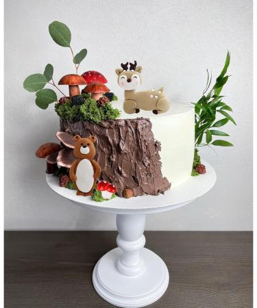 Forest Woodland Animal Cake Toppers Fox Bear Deer Flower Cake Decorations for Oh Baby Woodland Themed Birthday Party (flowers) - Buy Online on GoSupps.com