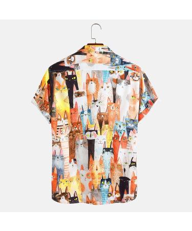 Photno Men's Floral Hawaiian Shirt - Short Sleeve Beach Tee, Yellow - Plus-Size Large - Buy Online on GoSupps.com