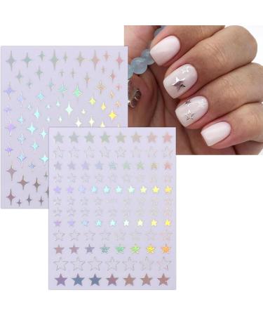 JMEOWIO 10 Sheets Moon Star Sun Nail Art Stickers Decals Self-Adhesive Silver Aurora Nail Supplies Nail Art Design Decoration Accessories - Buy Online on GoSupps.com