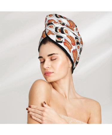Hair Towel Wrap - Quick Drying Towel Turban with Button - Sushi Roll Design - Buy Online on GoSupps.com