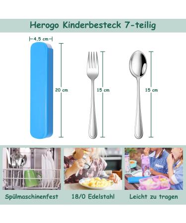 Herogo 7-Piece Stainless Steel Children's Cutlery Set - Non-Toxic & Dishwasher-Safe Forks & Spoons with Elegant Handles - Ideal Kids Tableware - Buy Online on GoSupps.com
