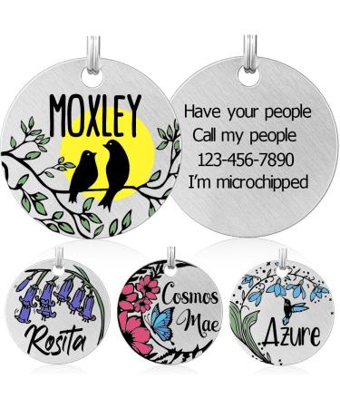 Colored dog brands with engraving personalized dog brand made of stainless steel engraved dog pendants with name animal brand for dogs and cats dog name signs for collar (bird)