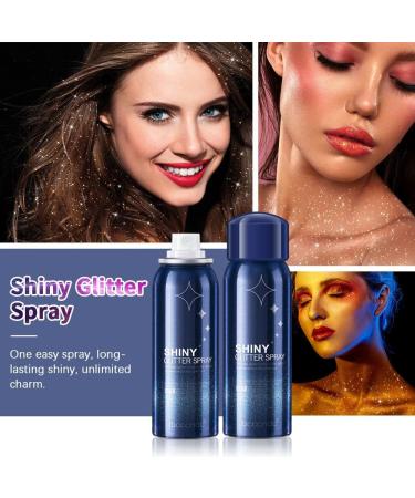Shiny Glitter Spray for Skin, Face, Hair & Body - Temporary Silver Hairspray Highlighter for Prom, Festival, Stage Makeup - 2.11fl.oz - Buy Online on GoSupps.com