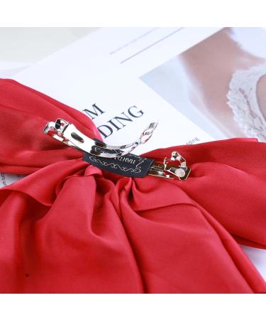 Inilbran Vintage Silk Bow Hair Clips Red Bowknot Long Silk Tail Bow Clip Large Hair Accessories for French Hair Bowknot Clip - Buy Online on GoSupps.com