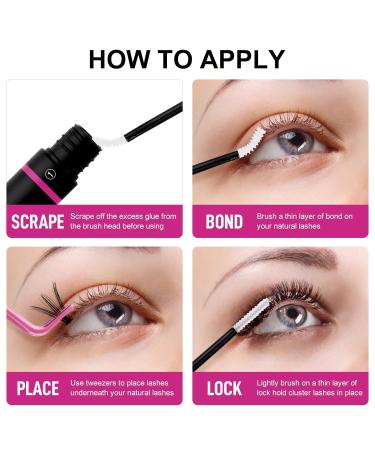 Fadlash Eyelashes Bond & Seal - Waterproof Cluster Lashes Glue Strong Hold for DIY Extensions 48-72 Hr Latex-Free Sensitive Eyes - 0.2oz + 0.2oz - Buy Online on GoSupps.com