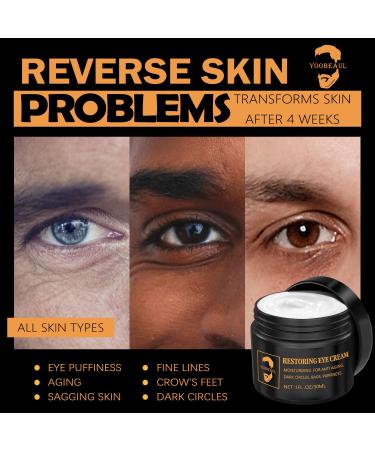 YOOBEAUL Mens Eye Cream & Face Moisturizer - Organic Anti-Aging Treatment for Dark Circles, Puffiness & Wrinkles - 2.7oz Set - Buy Online on GoSupps.com