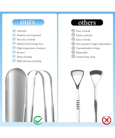 AWUMBUK Tongue Scrapers for Adults Toungescraper 2 Tongue Scraper with Case Stainless Steel Tongue Cleaner Set Bad Breath Treatment for Adults and Children - Buy Online on GoSupps.com