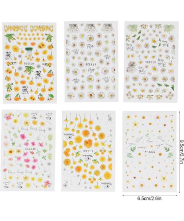 6 Sheets Nail Art Stickers Nail DIY Stickers Easy To Disassemble Self Adhesive Design Environmentally Friendly Material Sunflower Daisy Pattern Nail Art Decals Nail Glue - Buy Online on GoSupps.com
