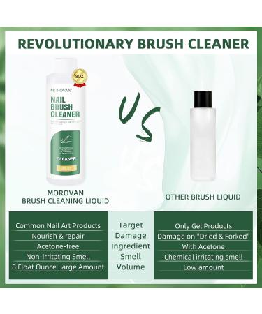Morovan Nail Brush Cleaner - 8oz Restorer for Acrylic, Gel, Paint & Kolinsky Brushes - Buy Online on GoSupps.com