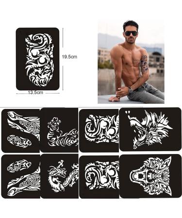 Henna Tattoos Stencils - 10 Large Temporary Tattoo Templates for Men, Boys, Adult & Teens - Buy Online on GoSupps.com