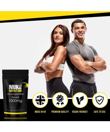 Nuke Nutrition Ashwagandha Tablets - 120 Capsules | 1000mg High Strength | Natural & Vegan | Supports Body Functions & Cognition - Buy Online on GoSupps.com