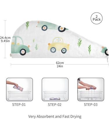 Super Absorbent Cute Small Car Hair Towel 2 Pack | Quick Dry Hair Turbans for Women & Girls - Buy Online on GoSupps.com