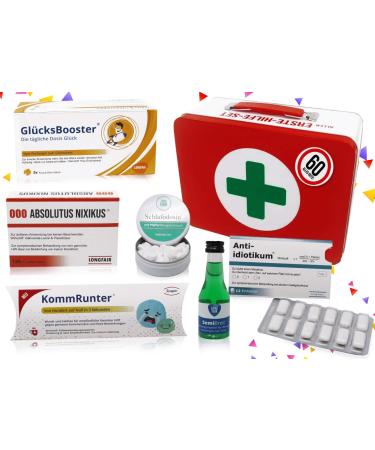Longfair 60th birthday | First aid kit gift box funny first aid kit | 8 pieces | Fun gift for 60th birthday