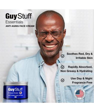 Guy Stuff Essentials Men's Anti Aging Face Moisturizer - Non Greasy, Hyaluronic Acid Rich Formula - Organic Skincare for Wrinkles & Collagen Boost - Buy Online on GoSupps.com