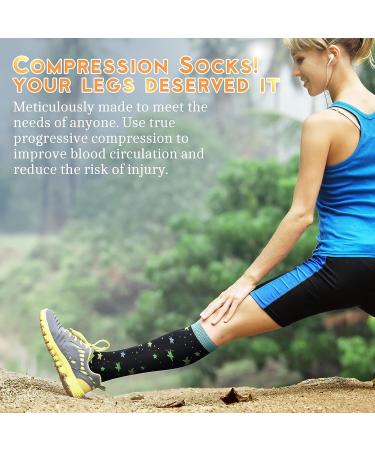 QUXIANG Compression Socks 15-20 mmHg for Women & Men - Medical Grade for Running, Nursing, Travel - Large-X-Large, 015 Black/Blue/Red/Green/White/Pink - Buy Online on GoSupps.com