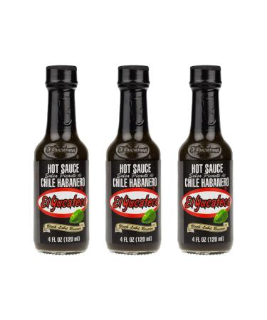 Mexican Habanero Sauce Bundle with El Yucateco Habanero Black Label Reserve 120ml x3 - Hot and Smoky Sauce (Pack of 3 Bundle)