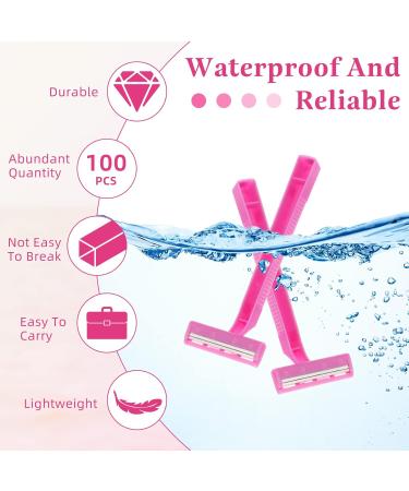 Hanaive Women's Disposable Razors - Bulk Twin Blade Shaver for Travel & Hospitality | 100 Pack - Stainless Steel Pink Razor Blades - Buy Online on GoSupps.com
