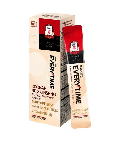JUNG KWAN JANG Everytime Korean Red Ginseng Extract 2 000mg - Liquid Stick Supplements with Propolis & Adaptogen - Energy Boost & Immune Support Natural & Healthy Energy Drinks (10 Sticks) Signature 10 Sticks (0.34 Fl Oz E